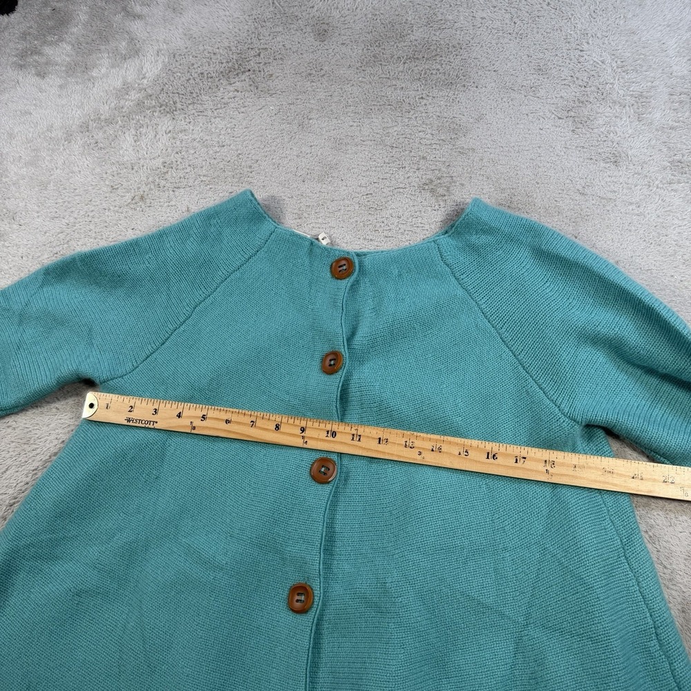 Anthropologie Moth Cardigan Sweater Womens Large Teal 100% Cashmere Button Front - Picture 3 of 7
